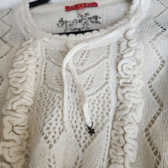 10 Feet Amsterdam Sweater Womens M Lace Knit Mohair Polymide Cream‎ Boho Sheer - Picture 16 of 16